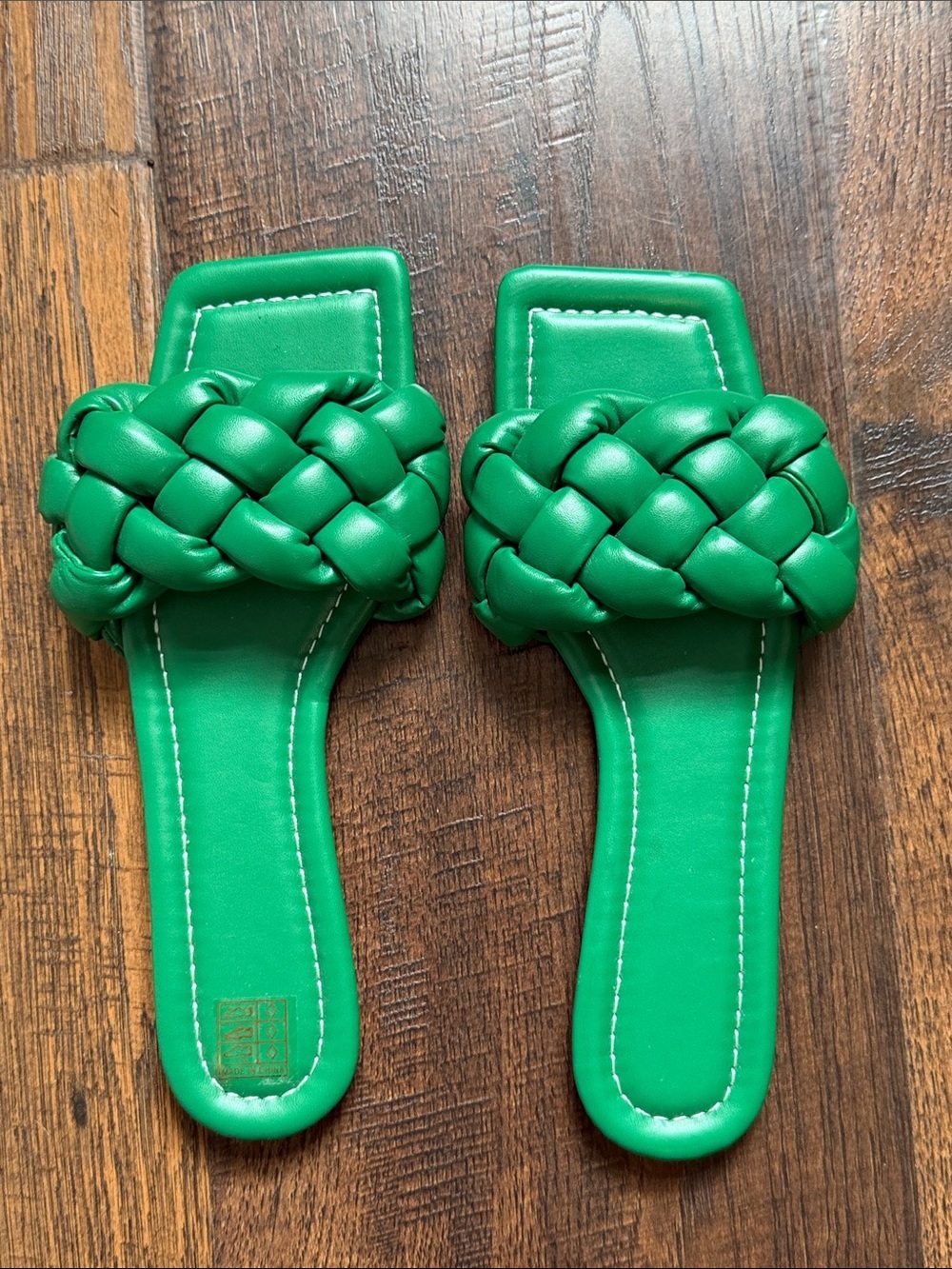 Green Braided Slide Sandals - Women's Stylish Summer Shoes